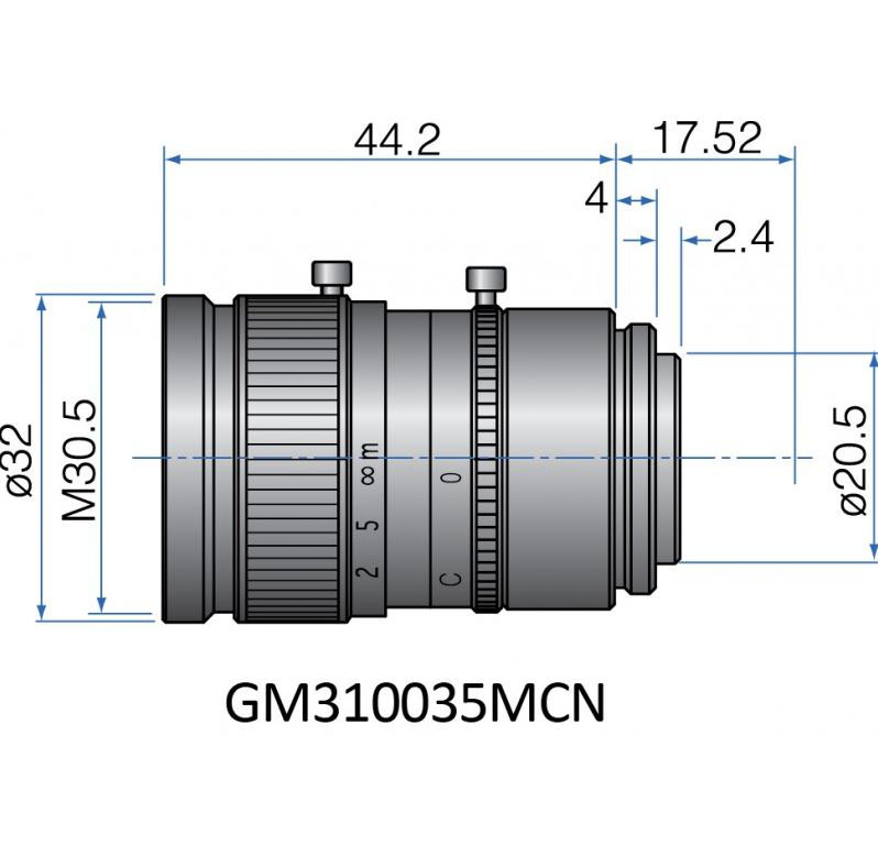 COMPACT FIX FOCAL LENGTH LENSES 2/3" FORMAT 100mm  Iris:f/3.5-Close Filter size: M30.5 x P0.5