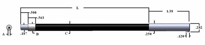Single flexible fiber optic (5/16-24 threaded right angle) , length=36 in. active fiber diameter