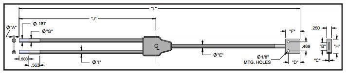 Dual branch flexible fiber optic LineLight , length=24 in. active fiber diameter 0.382 X 0.032 i