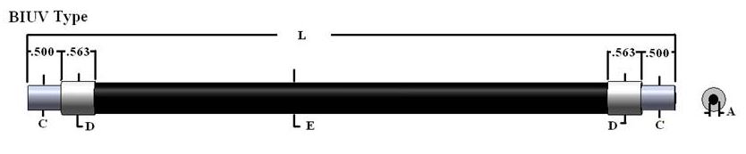 Single Industrial Grade Quartz fiber optic, length=24 in. active fiber diameter 0.125. PVC monoc