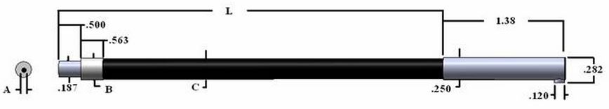 Single flexible fiber optic (tight right angle) , length=72 in. active fiber diameter .094 in. S