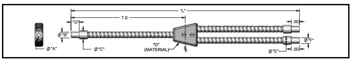 Dual branch flexible fiber optic, length=24 in. active fiber diameter .156 in. Stainless steel s