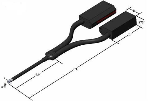 Dual branch flexible fiber optic LineLight , length=12 in. active fiber diameter 0.154 X 0.020 i