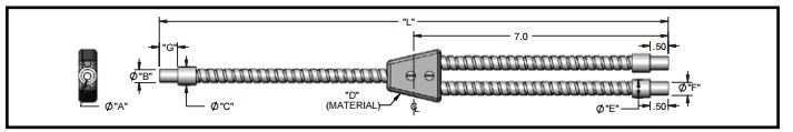 Dual branch flexible fiber optic, length=24 in. active fiber diameter .125 in. Stainless steel s