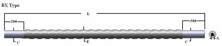 Single flexible fiber optic, length=24 in. active fiber diameter .156 in. Stainless steel sheath