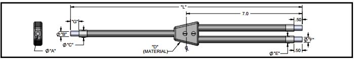 Dual branch flexible fiber optic, randomized fibers, length=48 in. active fiber diameter .250 in. PV