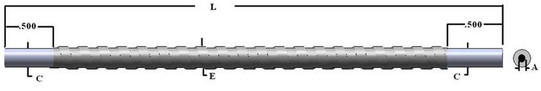 Single flexible fiber optic, length=24 in. active fiber diameter .125 in. Stainless steel sheathing