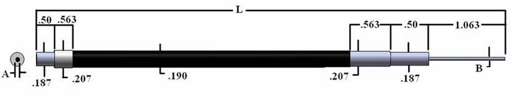 Single flexible fiber optic (w/ hypo tubing), length=72 in. active fiber diameter .032 in. PVC m