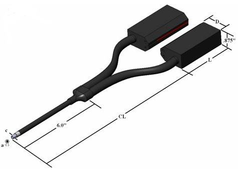 dual flexible fiber optic LineLight , length=48 in. dual line outputs 1.50" X 0.020"