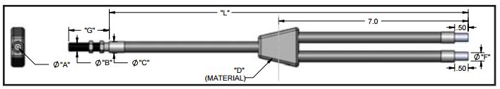 Dual branch flexible fiber optic (5/16-24 threaded), length=36 in. active fiber diameter .125 in. St