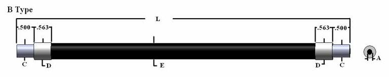 Single flexible fiber optic, length=48 in. active fiber diameter 0.375 in. PVC metal hose for 17