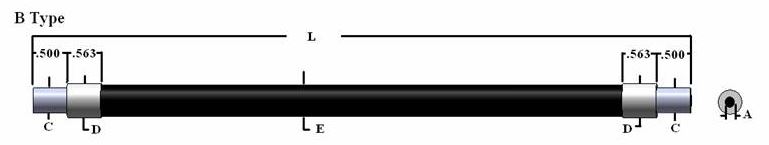 Single flexible fiber optic, length=48 in. active fiber diameter 0.187 in. PVC monocoil