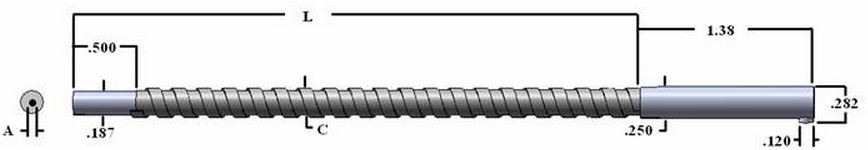 Single flexible fiber optic (tight right angle) , length=17 in. active fiber diameter .094 in. Stain