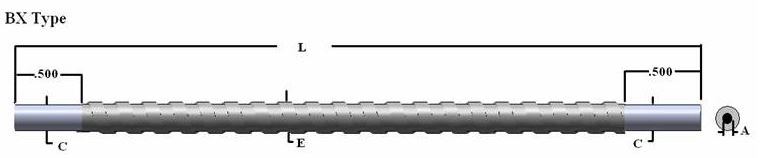 Single flexible fiber optic, length=72 in. active fiber diameter .125 in. Stainless steel sheathing