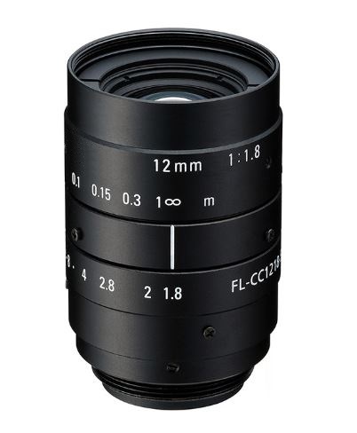 For 2/3 Format Camera, FL 12mm, C-mount, F1.8 to F/16, filter M30.5