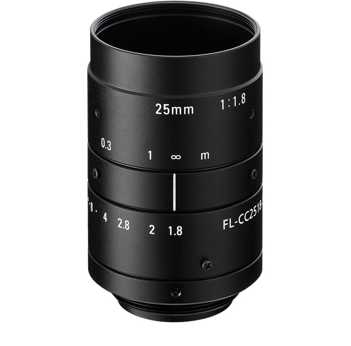For 2/3 Format Camera, FL25 mm, C-mount, F1.8 to F/16, filter M30.5