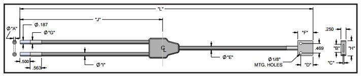 Dual branch flexible fiber optic LineLight , length=36 in. active fiber diameter 0.382 X 0.032 in. P