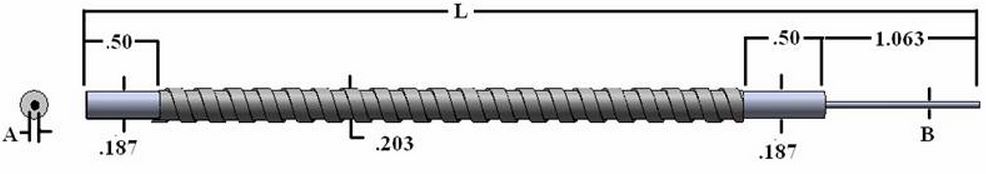 Single flexible fiber optic ( w/ hypo tubing), length=36 in. active fiber diameter .041 in. Stainles