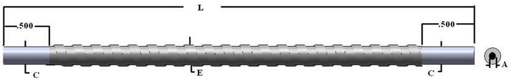 Single Industrial Grade Quartz fiber optic, length=24 in. active fiber diameter 0.250. Stainlees ste