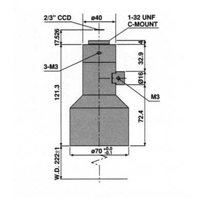 MML02-220D Long WD telecentric optical system with very little image distortion