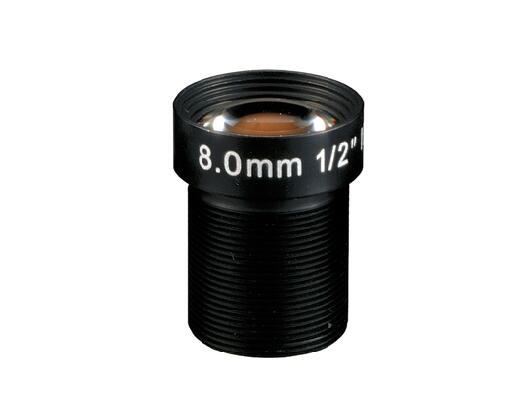 MOQ 100pcs S-Mount lens, 8mm, M12, 1/2'', F1.6, 2MP