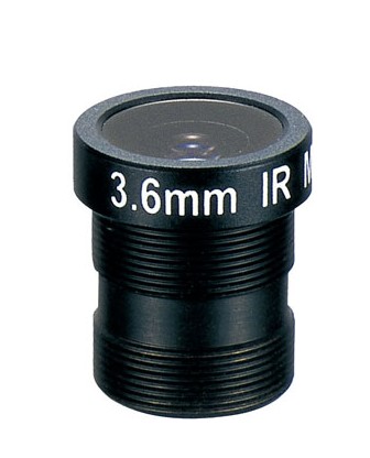 MOQ 100pcs S-Mount lens, 3.6mm, M12, 1/3'', F1.8, 1.3MP