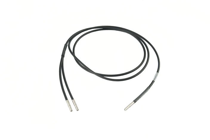 Dual branch flexible, industrial grade quartz fiber optic, randomized fibers, length=24 in. active f