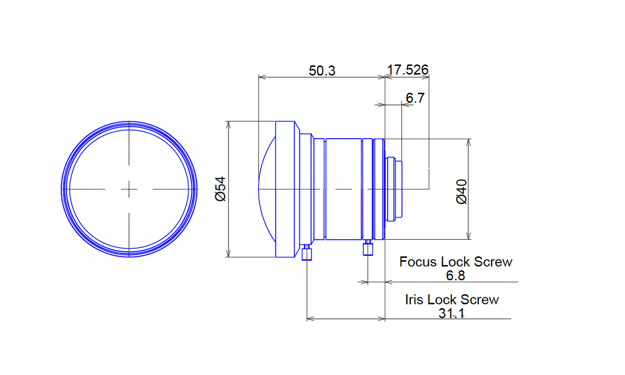 FIX FOCAL 1" 6MM F1.4 MANUAL IRIS C-MOUNT LENS, 3 MEGAPIXEL