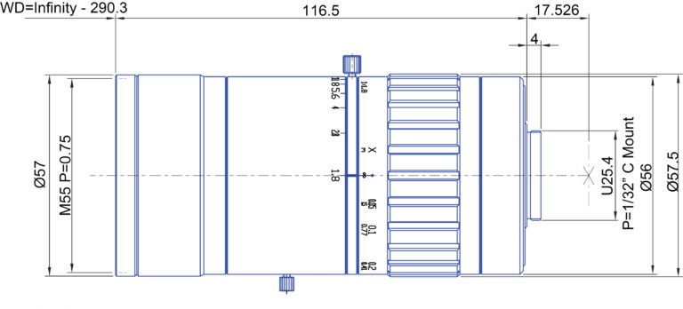 1.1" 12 MEGAPIXEL LENSES 75mm Iris:f/1.8-16 Filter size: M55 x P0.75