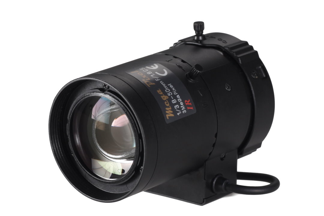 CS-Mount 3 Megapixel Lens  1/2.7" sensor, FL 8-50mm, Aperture 1.6-360, DC iris