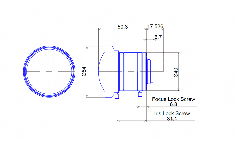 1" 6mm F1.8 Manual Iris C-Mount Lens, 3 Megapixel Rated, SWIR Type