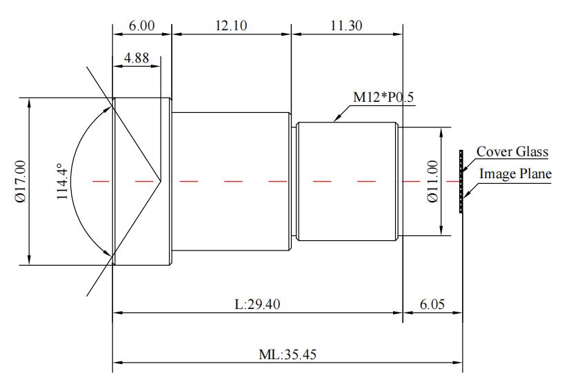 MOQ 100pcs S-Mount lens, 5.0mm, M12, 1/1.7'' , F2.0, 12MP