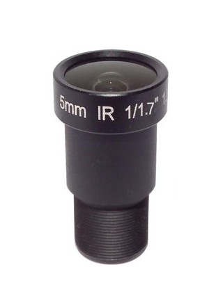 MOQ 100pcs S-Mount lens, 5.0mm, M12, 1/1.7'', F2.0, 12MP