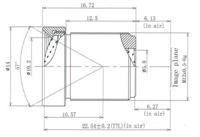 MOQ 100pcs S-Mount lens, 5.2mm, M12, 1/3.2'', F4.5, 3MP