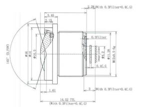 MOQ 100pcs S-Mount lens, 1.93mm, M12, 1/4'', F2.4, MP