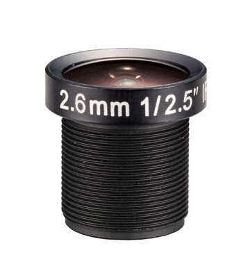 MOQ 100pcs S-Mount lens, 2.6mm, M12, 1/2.5'', F2.0, MP
