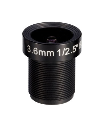 MOQ 100pcs S-Mount lens, 3.6mm, M12, 1/2.5'', F1.8, MP