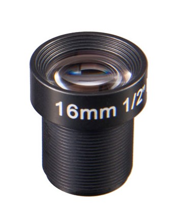 MOQ 100pcs S-Mount lens, 16mm, M12, 1/2'', F1.8, 4MP
