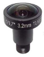 MOQ 100pcs S-Mount lens, 3.2mm, M12, 1/1.7'', F2.0, 12MP