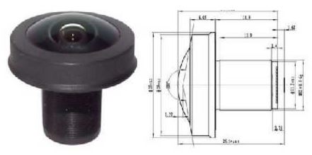 MOQ 100pcs S-Mount lens, 1.1mm, M12, 1/2.6'', F2.2, 10MP