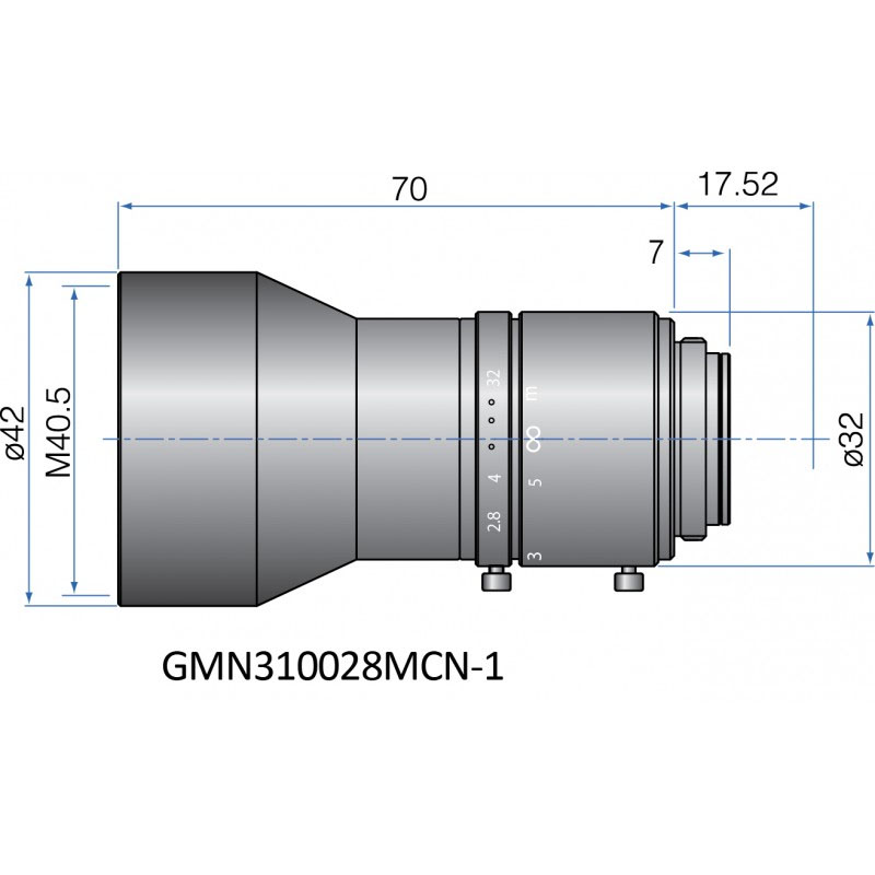 FIX FOCAL LENGTH LENSES 2/3" FORMAT 100mm Iris:f/2.8-16 Filter size: M40.5 x P0.5