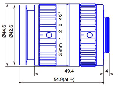 4/3" 12 MEGAPIXEL LENSES 35mm Iris:f/2.0-22 Filter size: M40 x P0.75