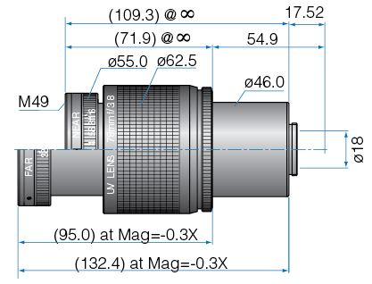 77.5mm, f/3.8-16, M49 x P0.75, UV QUARTZ