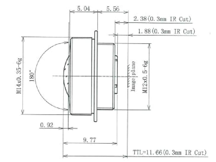 S-Mount lens 8MP, 1.25mm, M12, 1/2.8” CCD/CMOS, 190°/190°/142° (OV4689)