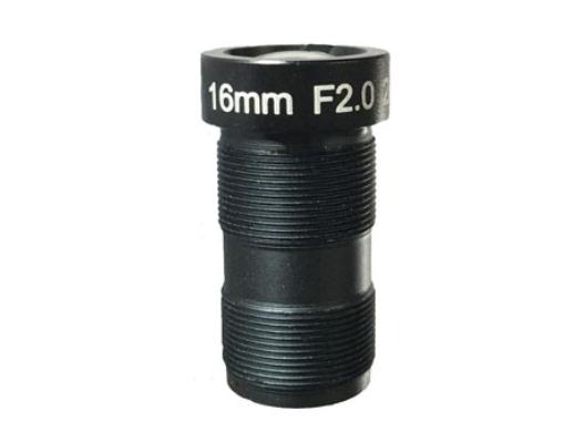 MOQ 100pcs S-Mount lens, 16mm, M12, 2/3'' , F2.0, 10MP 200lp/mm