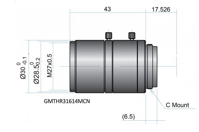 FIX FOCAL 2/3" 16.2MM F1.45 MANUAL IRIS C-MOUNT LENS, 2 MEGAPIXEL