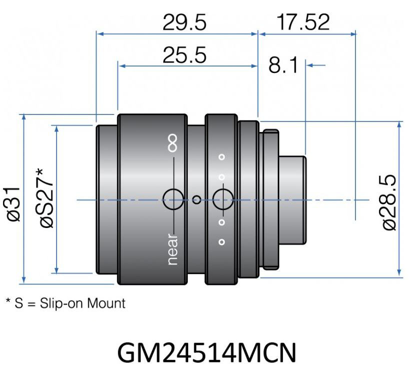 COMPACT FIX FOCAL LENGTH LENSES 1/2" FORMAT 4.5mm  Iris:f/1.4-Close  Filter size: S27